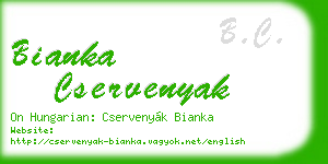 bianka cservenyak business card